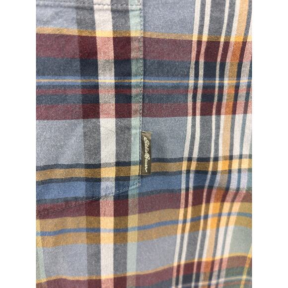 Eddie Bauer Men’s TXL Plaid Short Sleeve Button Down Shirt Classic Fit Blue - Picture 7 of 7